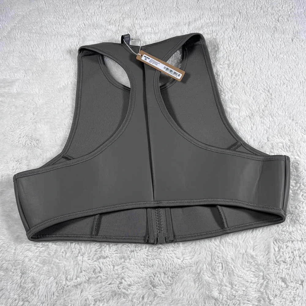 SKIMS Rubberized Scuba Swim High‎ Neck Bikini Top Gray Chalk BT-HNK-3160 XL NWT